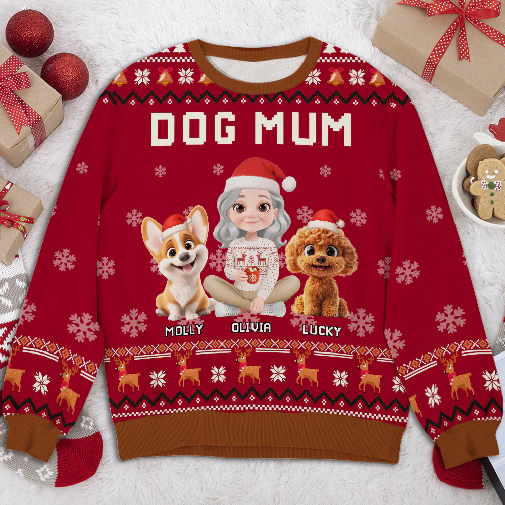 Dog Mommy Christmas - Personalized Custom All-Over-Print Sweatshirt - Image 2