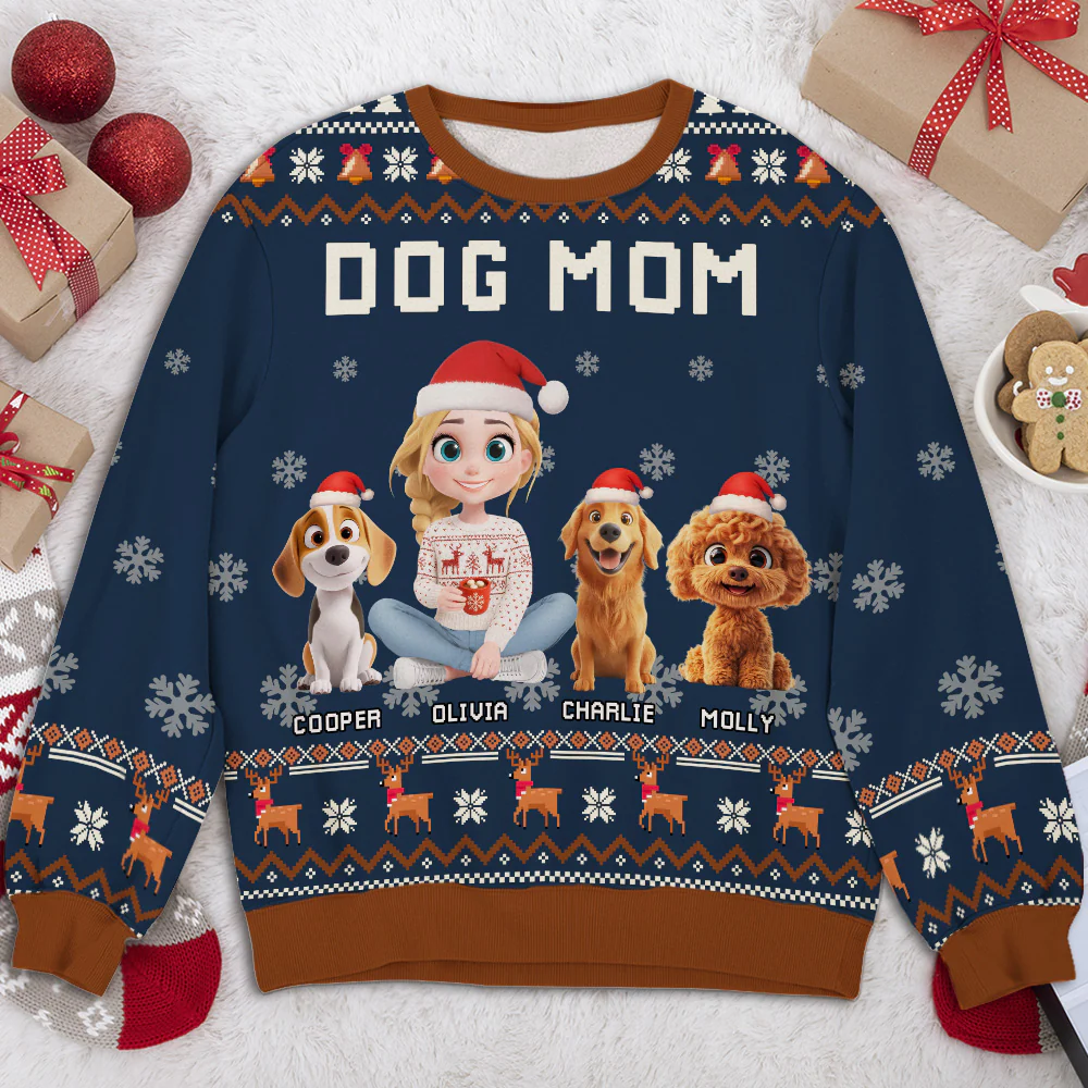 Dog Mommy Christmas - Personalized Custom All-Over-Print Sweatshirt - Image 3