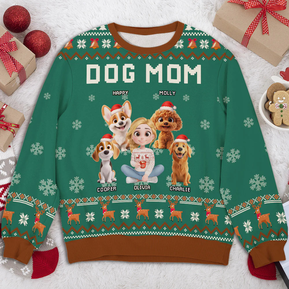 Dog Mommy Christmas - Personalized Custom All-Over-Print Sweatshirt - Image 4