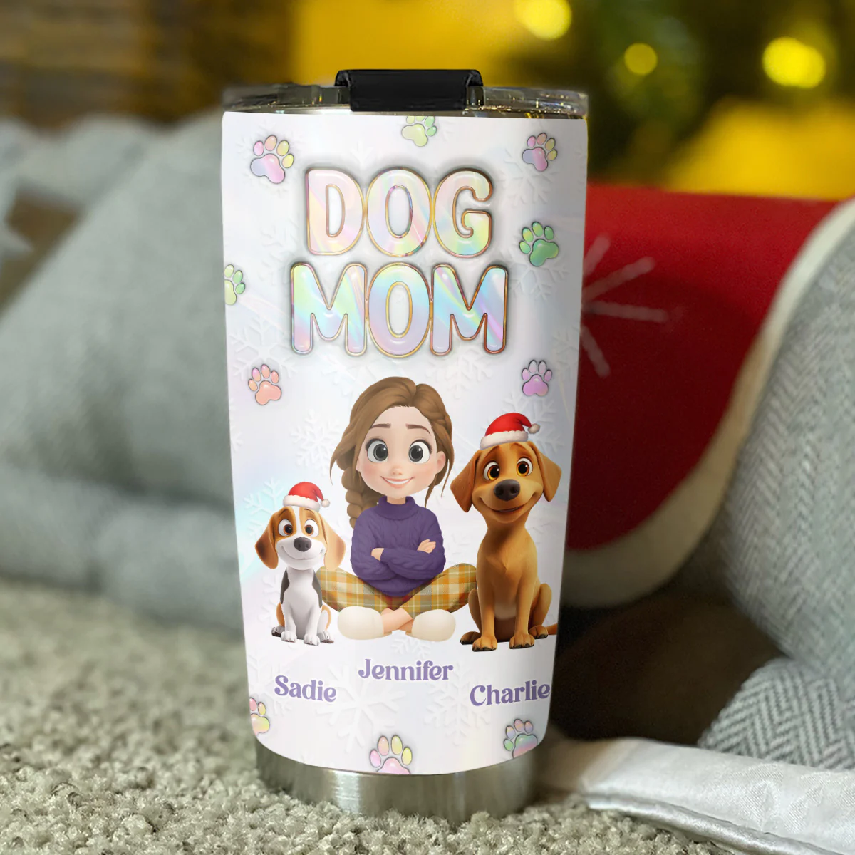 Dog Mother Of Pearl - Personalized Custom 3D Inflated Effect Tumbler - Image 2