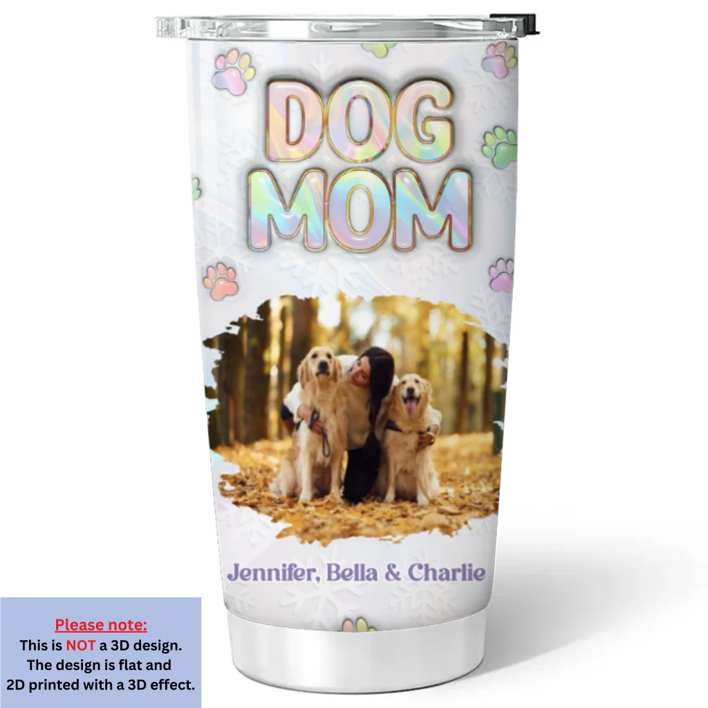 Dog Mother Of Pearl Photo - Personalized Custom 3D Inflated Effect Tumbler - Image 4