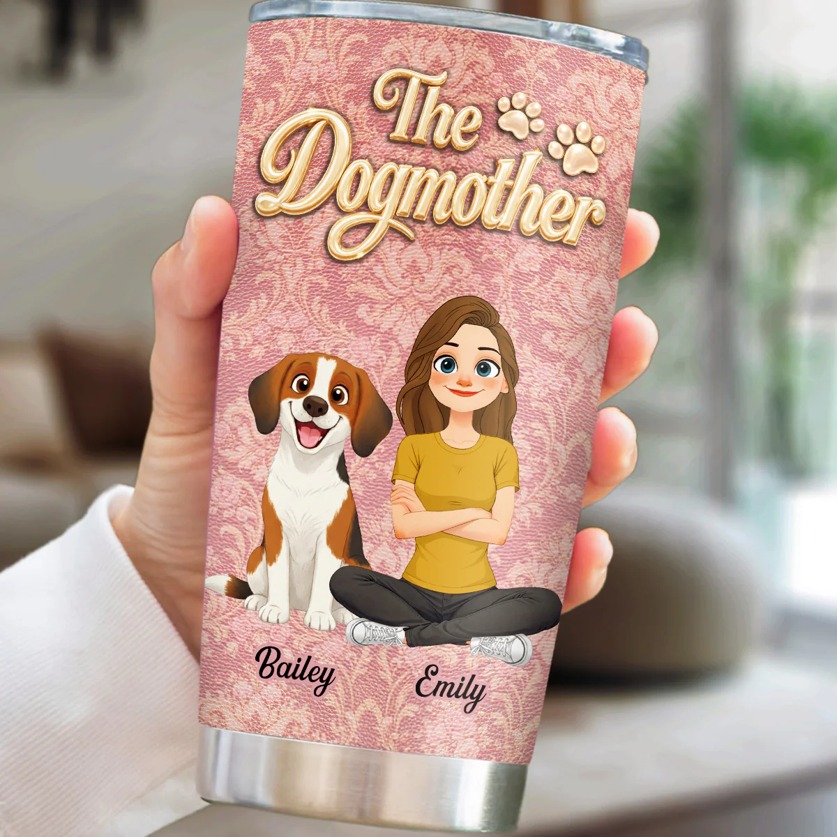 Dog Mother Of The Year - Personalized Custom 3D Effect Tumbler - Image 2