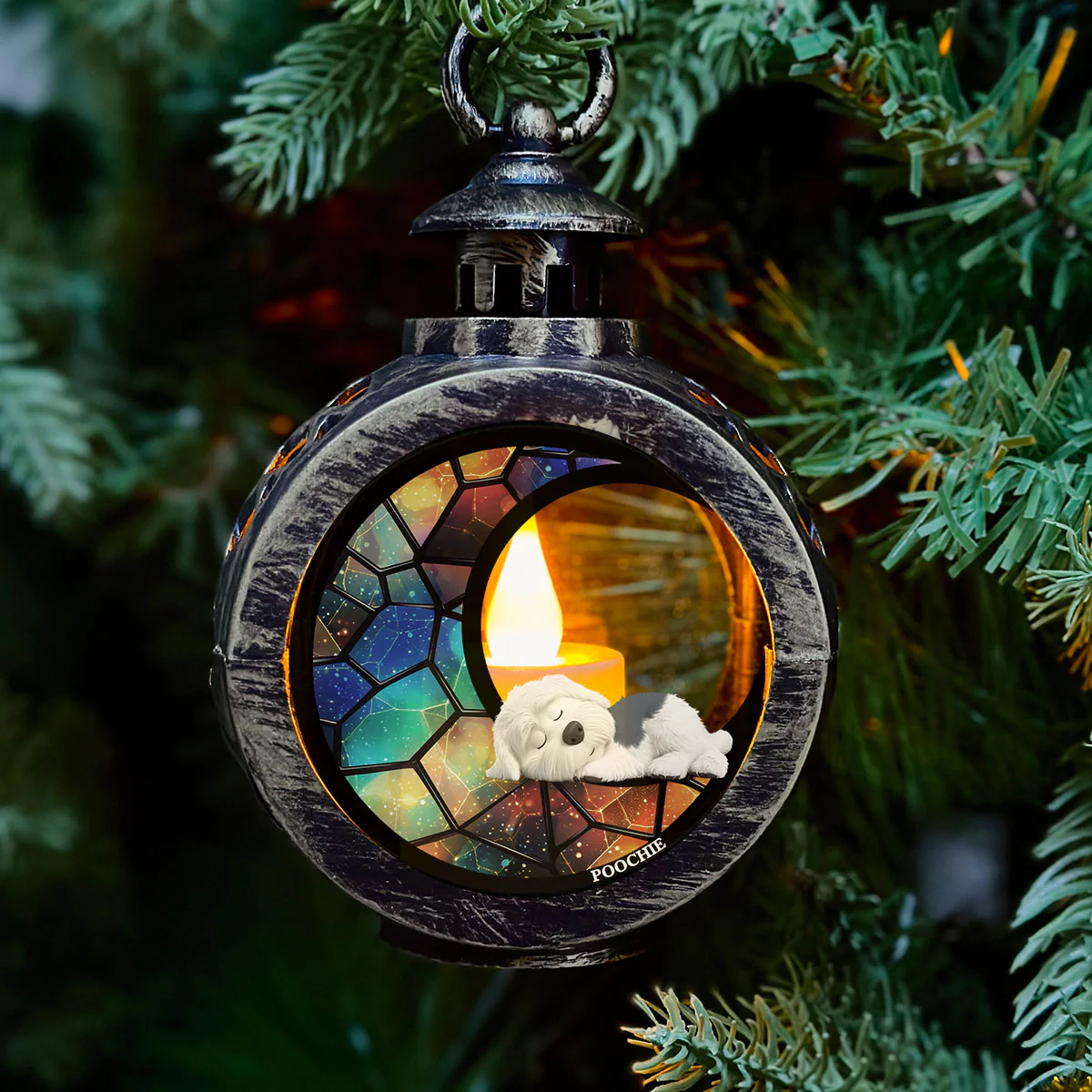 Dog On The Moon - Personalized Custom Christmas Lantern - Image 2