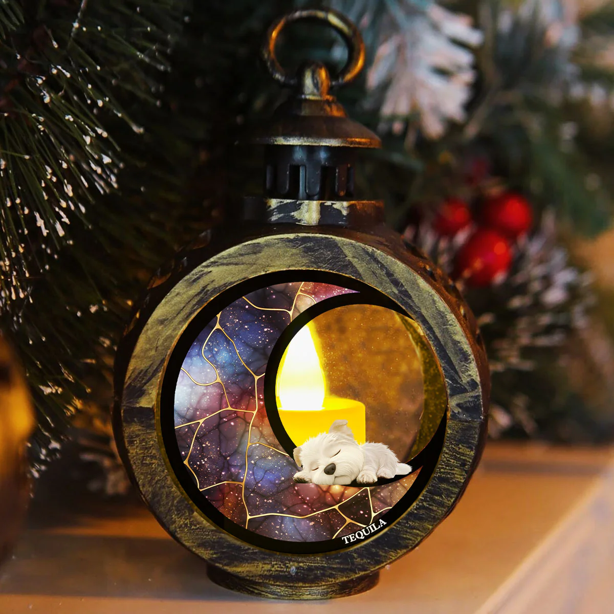 Dog On The Moon - Personalized Custom Christmas Lantern - Image 4
