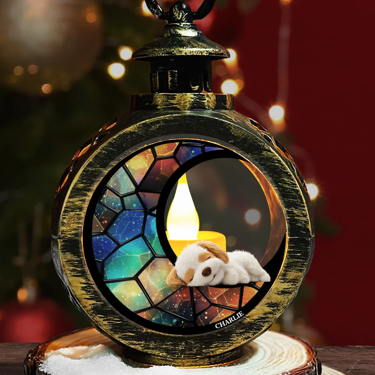 Dog On The Moon - Personalized Custom Christmas Lantern - Image 8