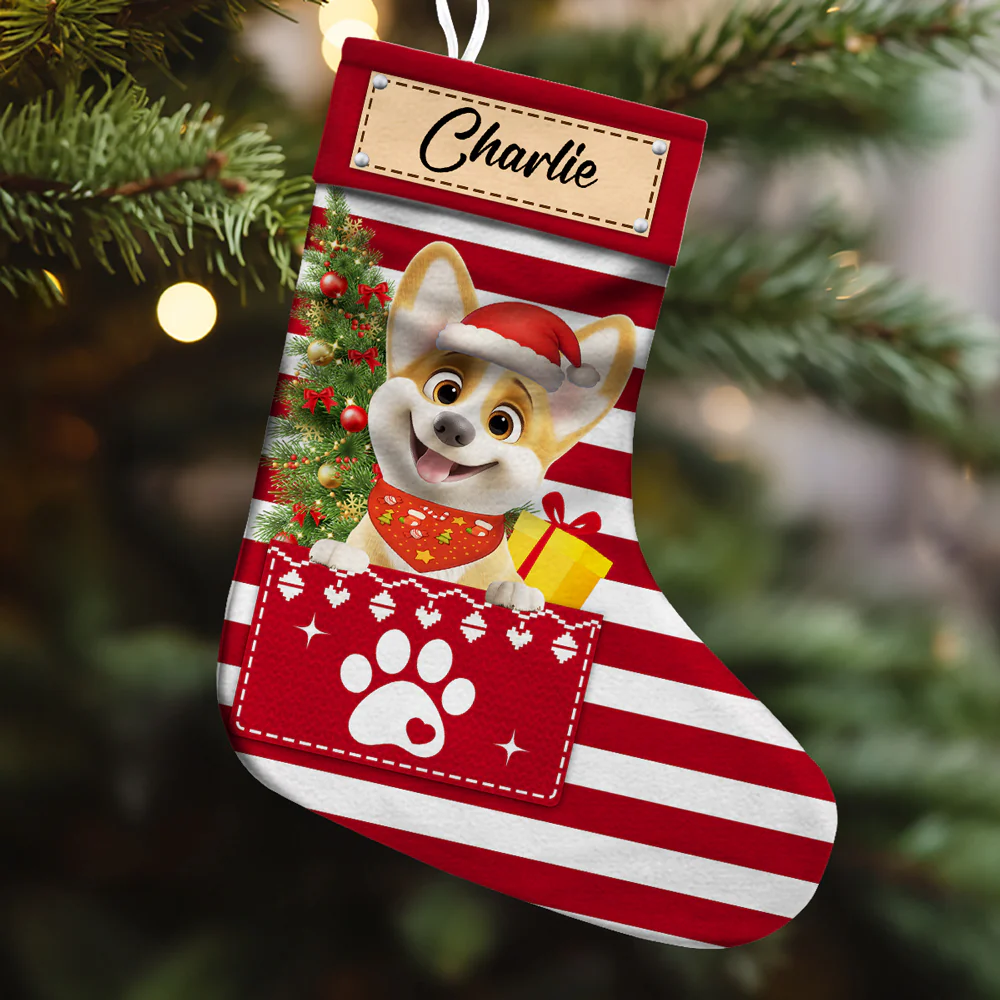 Dog Paw Woofmas - Personalized Custom Christmas Stocking - Image 2