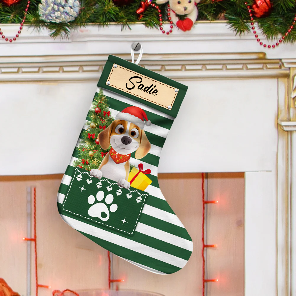 Dog Paw Woofmas - Personalized Custom Christmas Stocking - Image 4