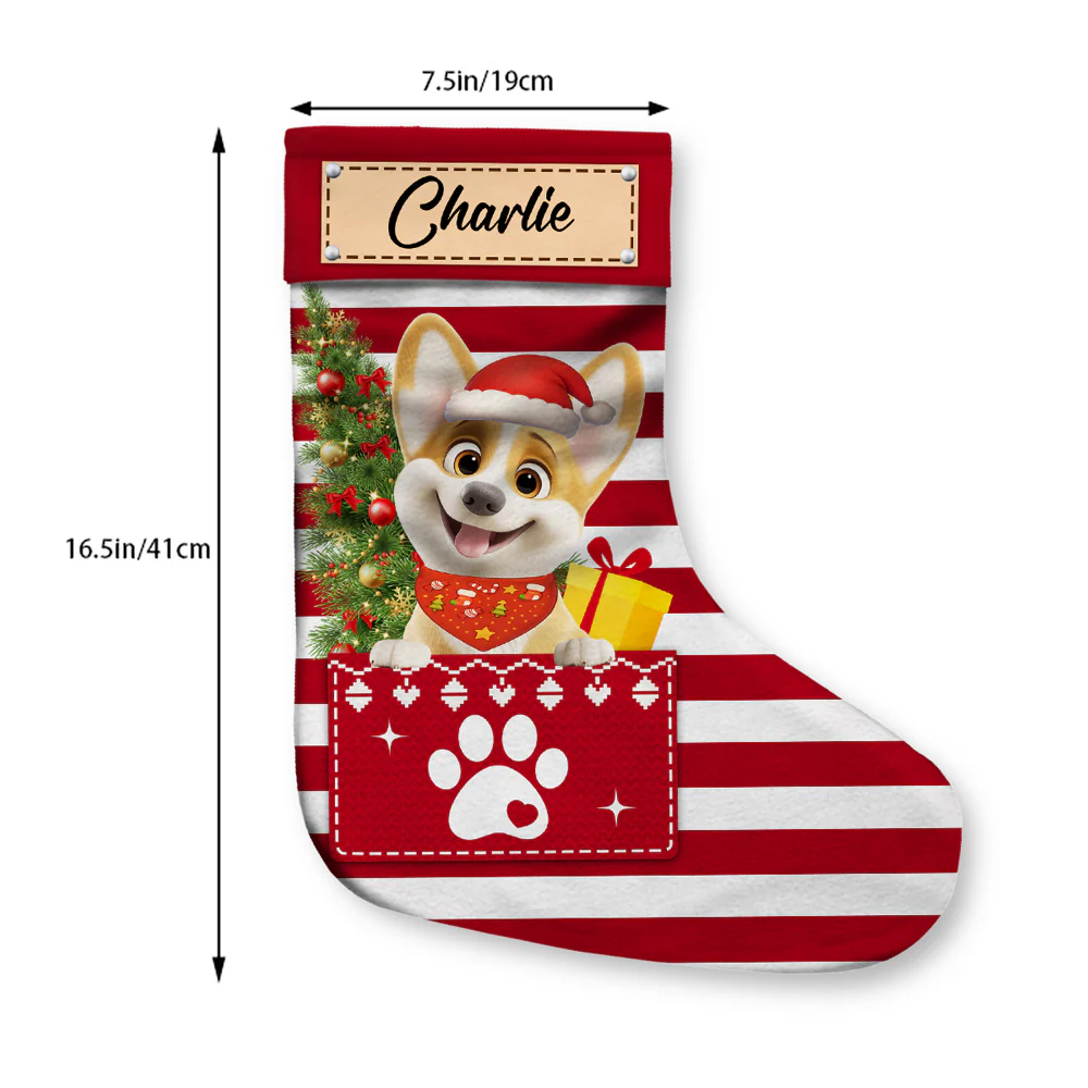 Dog Paw Woofmas - Personalized Custom Christmas Stocking - Image 5