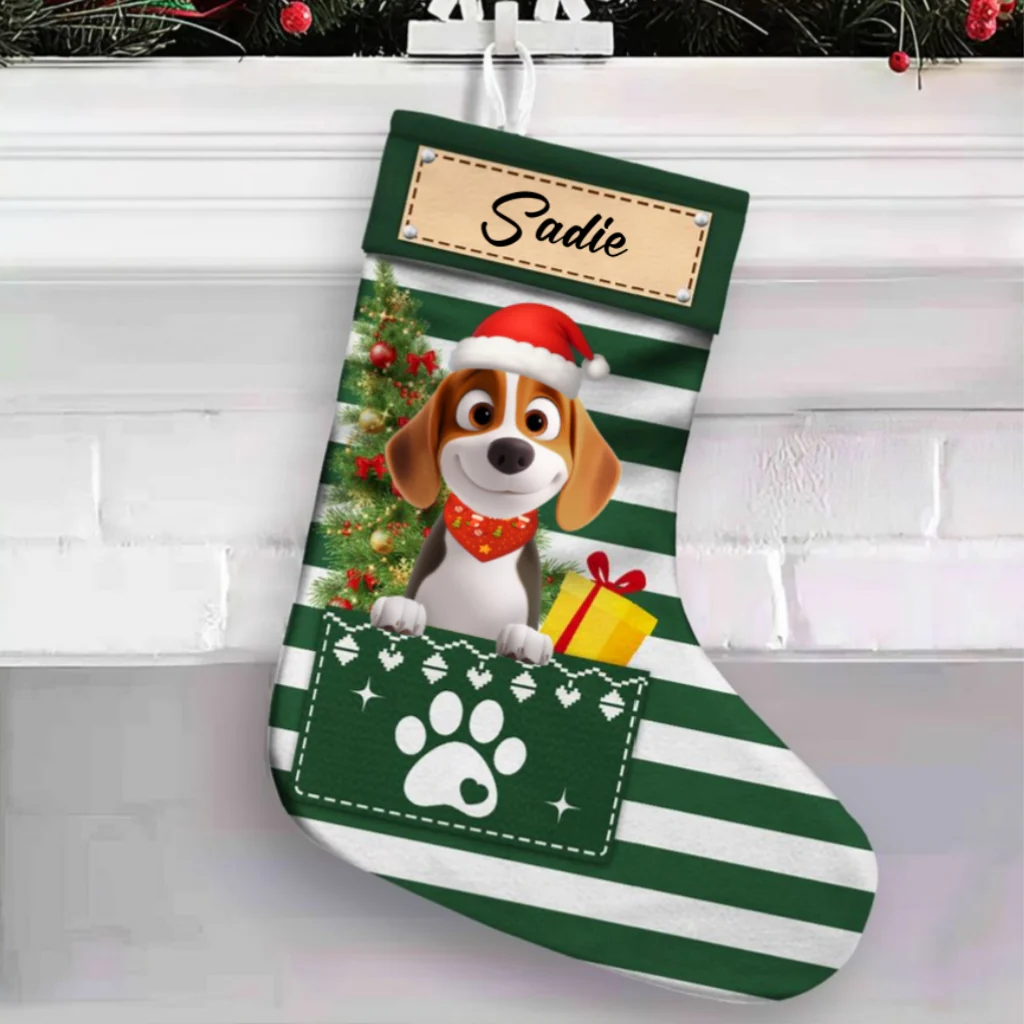 Dog Paw Woofmas - Personalized Custom Christmas Stocking - Image 6