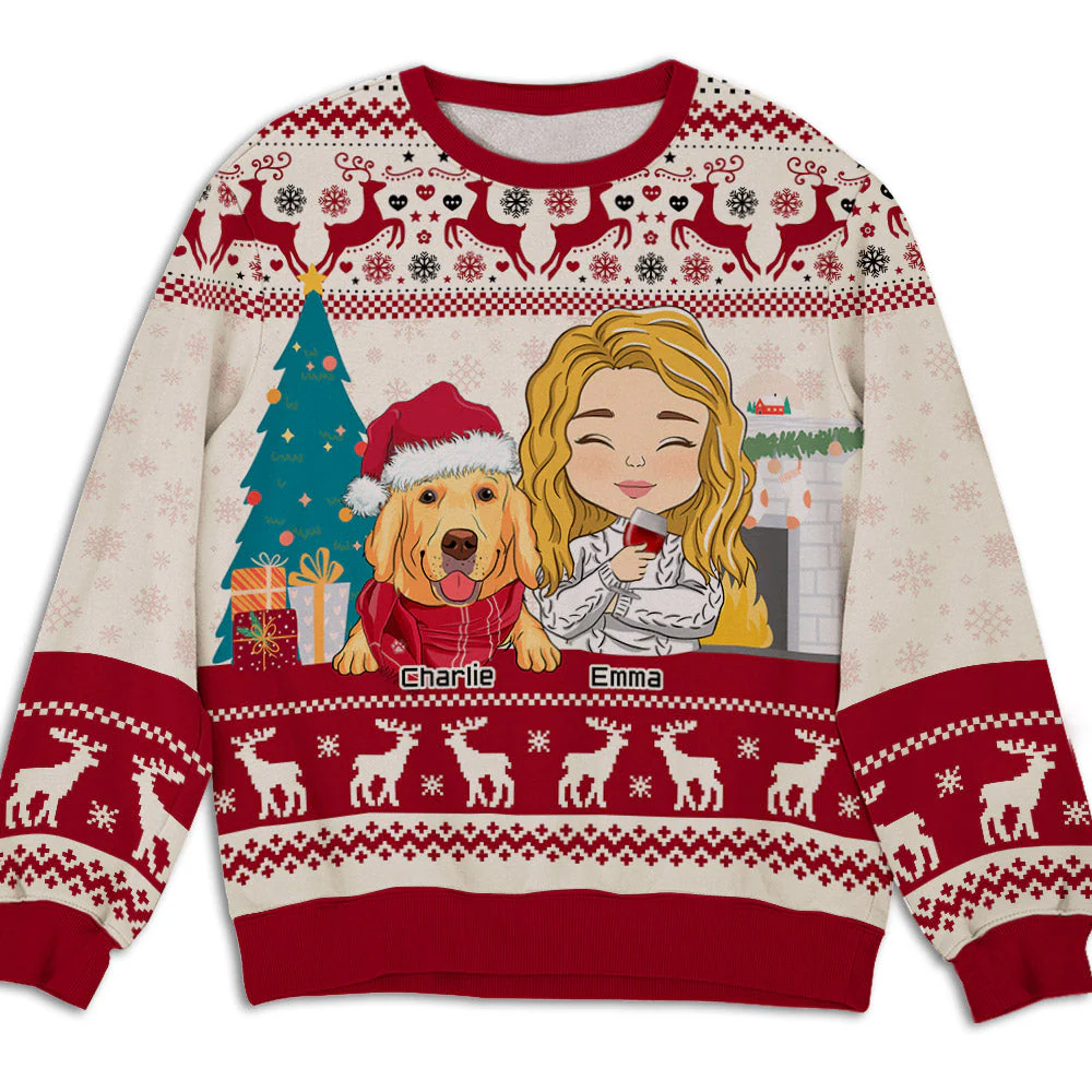 Dog Pawlidays - Personalized Custom All-Over-Print Sweatshirt