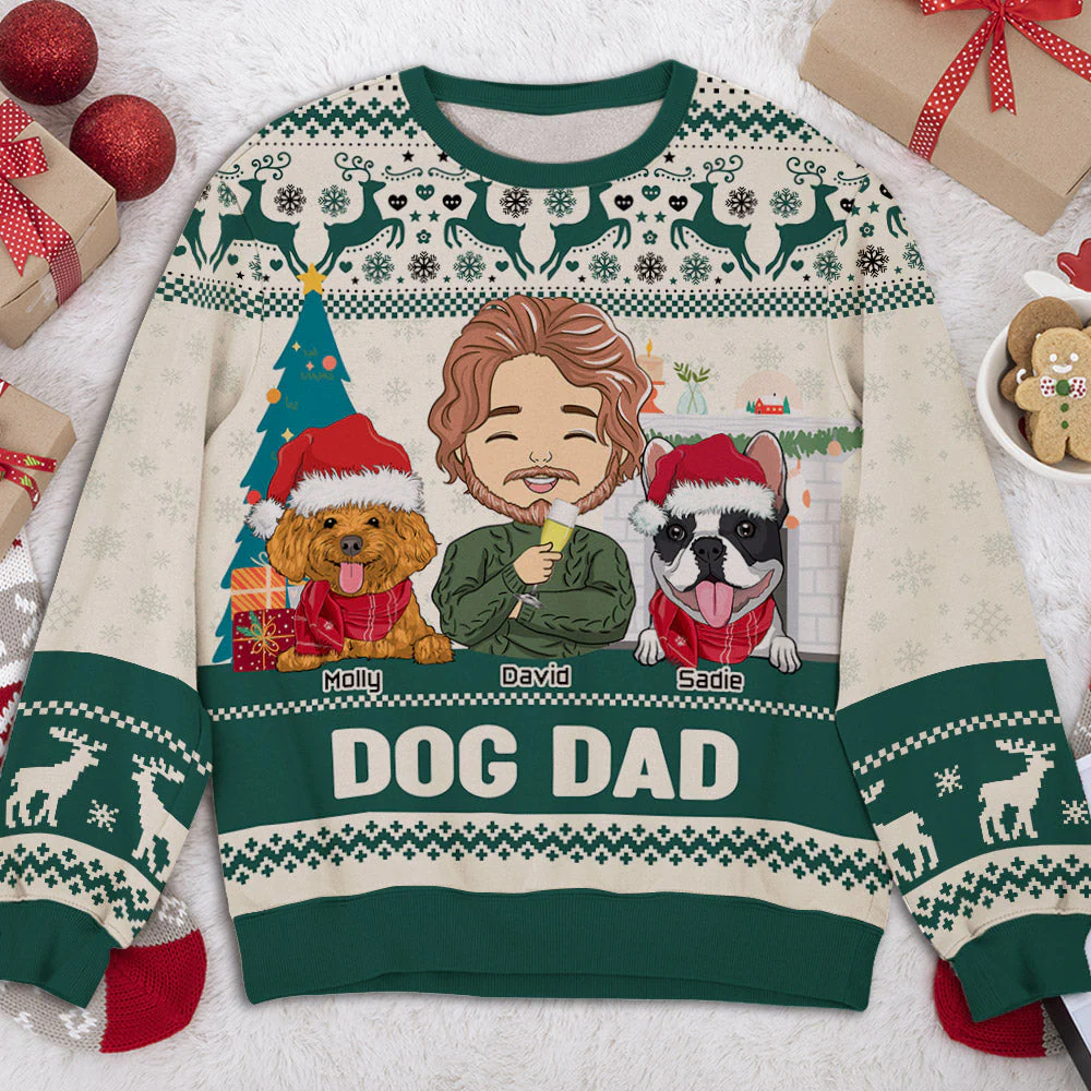Dog Pawlidays - Personalized Custom All-Over-Print Sweatshirt - Image 2