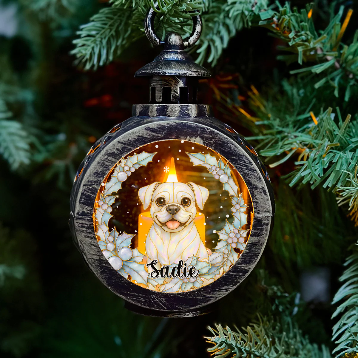 Dog Pearl - Personalized Custom Christmas Lantern - Image 2