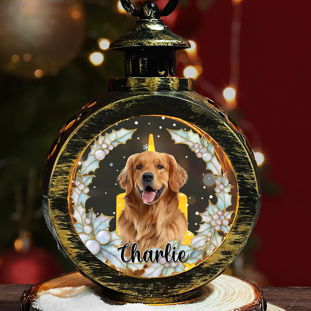 Dog Pearl Photo - Personalized Custom Christmas Lantern