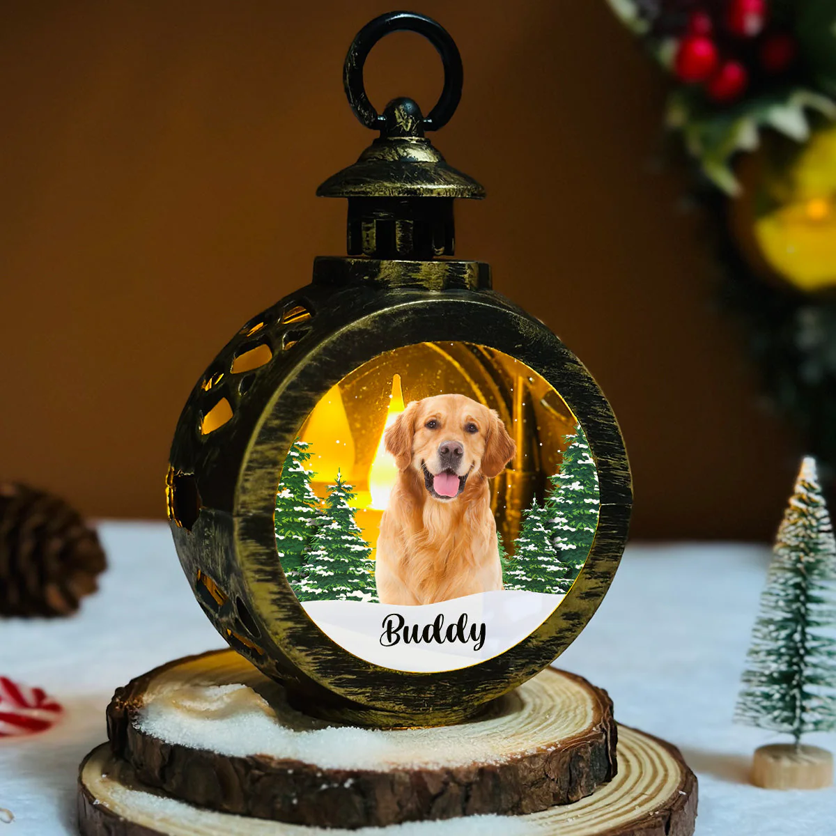 Dog Photo - Personalized Custom Christmas Lantern - Image 5
