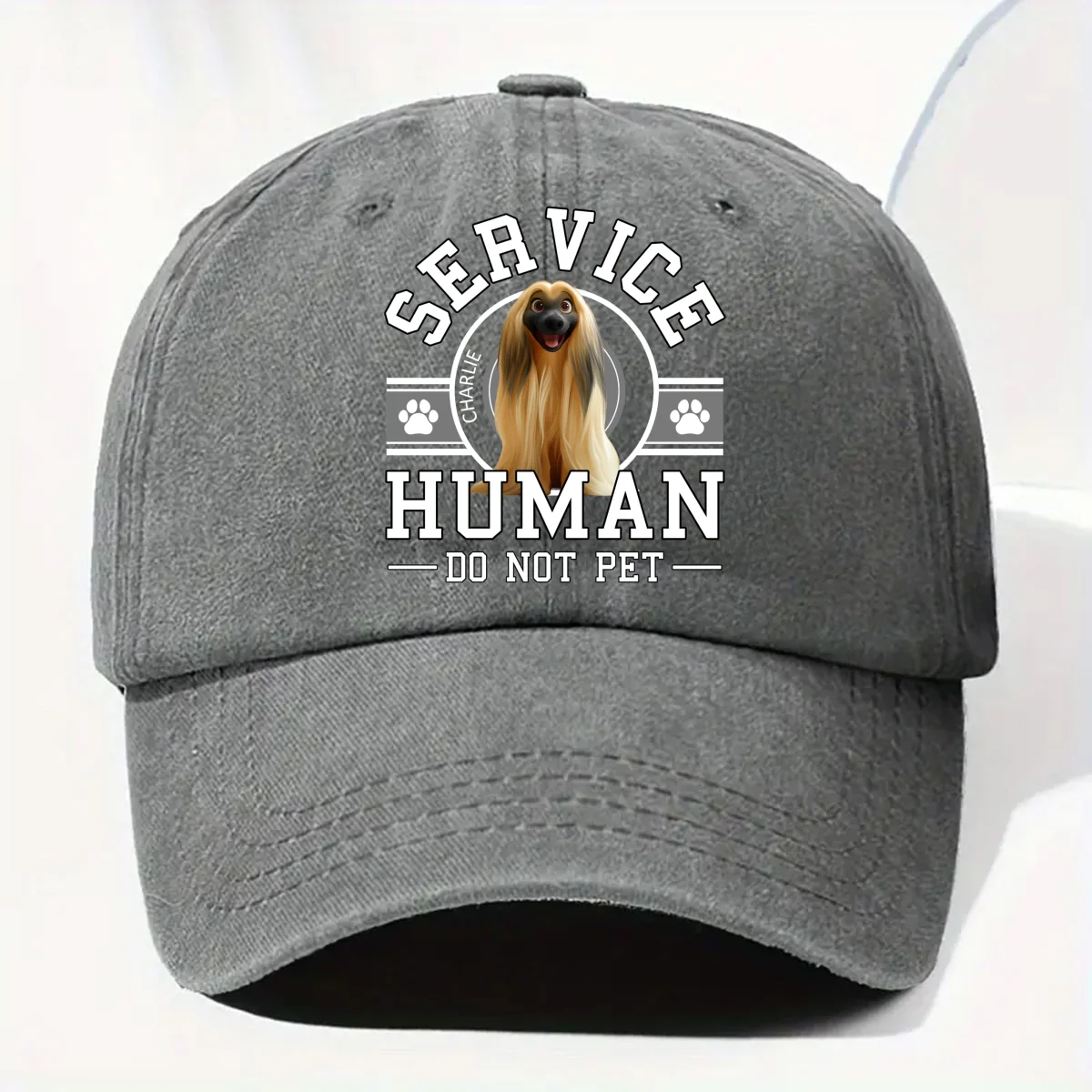 Dog Service Human Cartoon - Personalized Custom Vintage Washed Denim Cap - Image 7