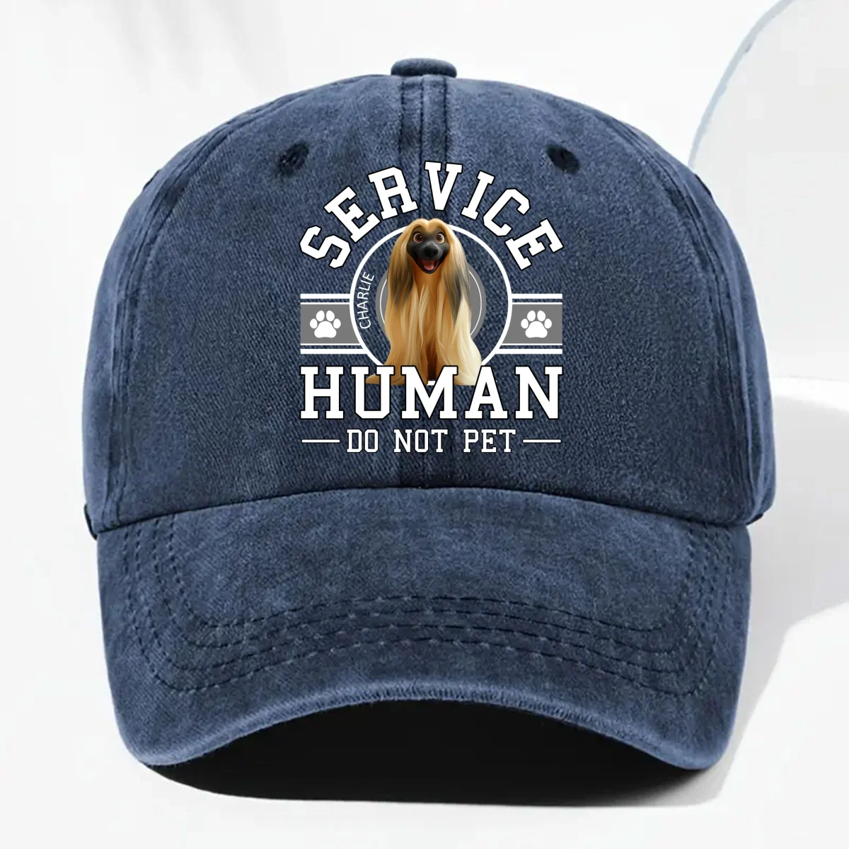Dog Service Human Cartoon - Personalized Custom Vintage Washed Denim Cap - Image 8