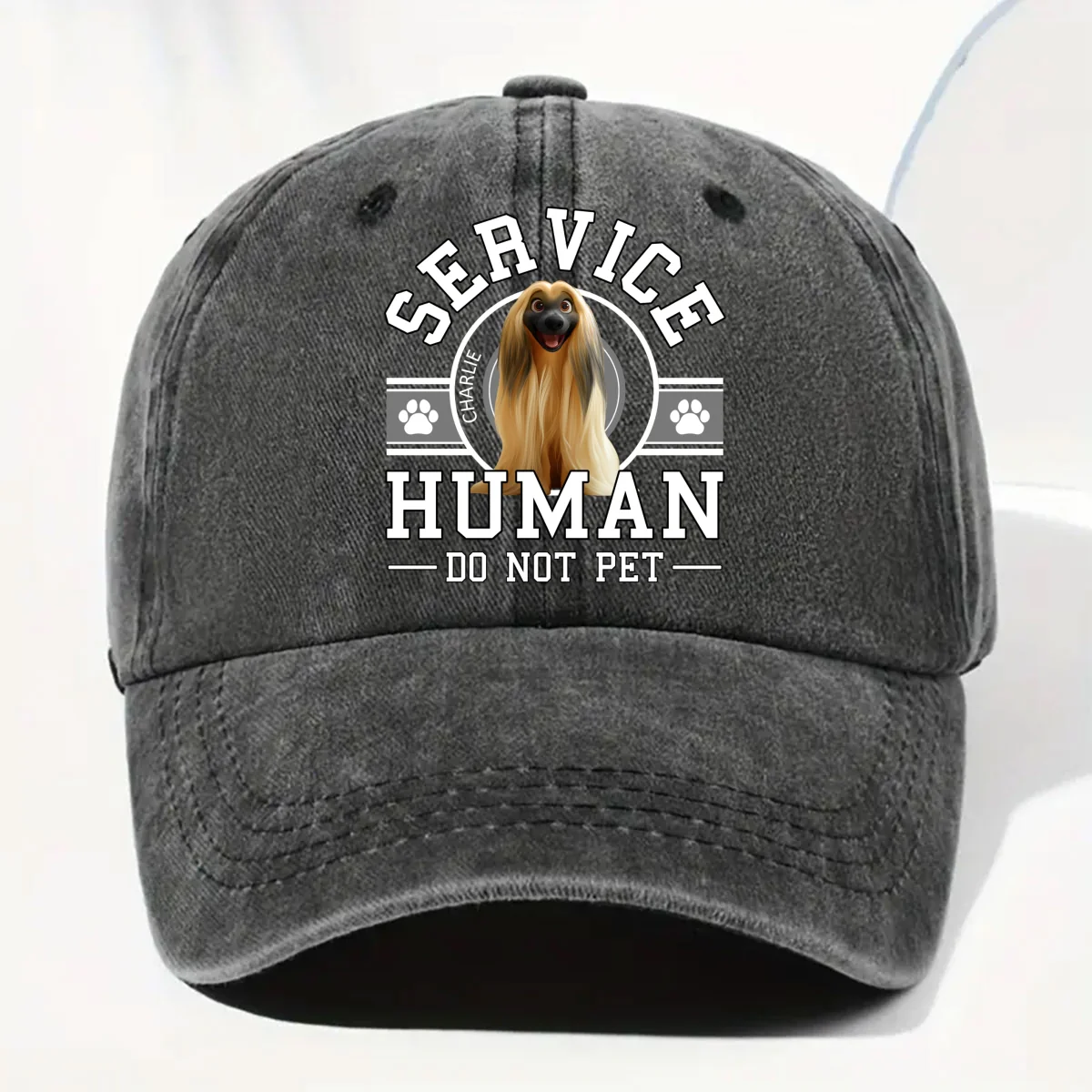 Dog Service Human Cartoon - Personalized Custom Vintage Washed Denim Cap - Image 9