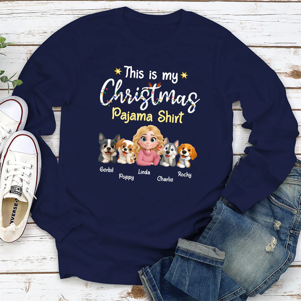 Dog Thinking With Pawjama Shirt - Personalized Custom Long Sleeve T-shirt - Image 4