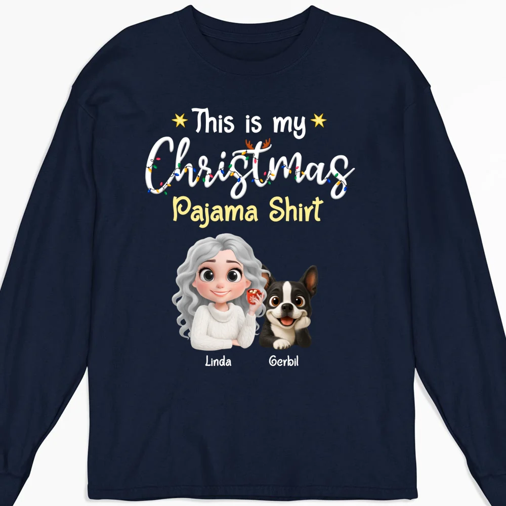 Dog Thinking With Pawjama Shirt - Personalized Custom Long Sleeve T-shirt - Image 6