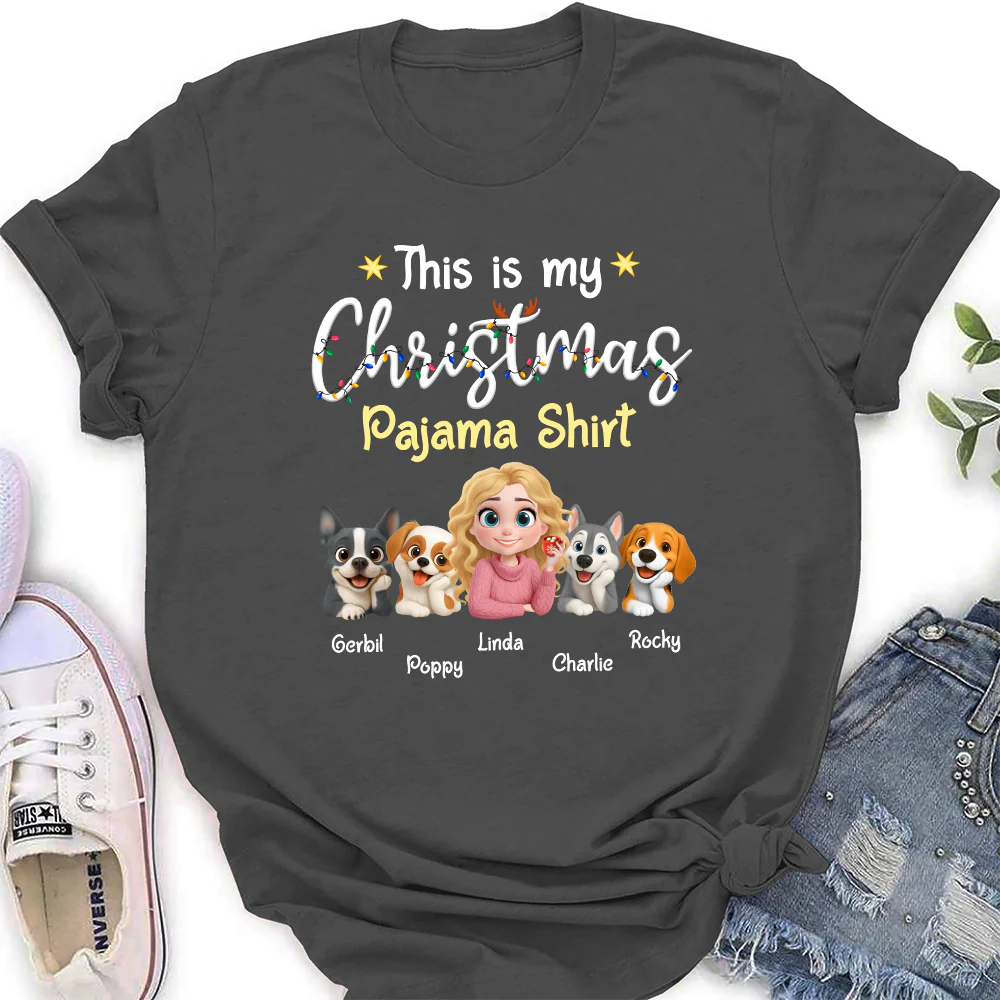Dog Thinking With Pawjama Shirt - Personalized Custom Women's T-shirt - Image 5