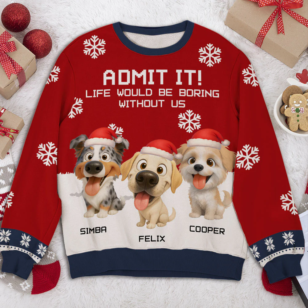 Dog Winter Cartoon - Personalized Custom All-Over-Print Sweatshirt - Image 2