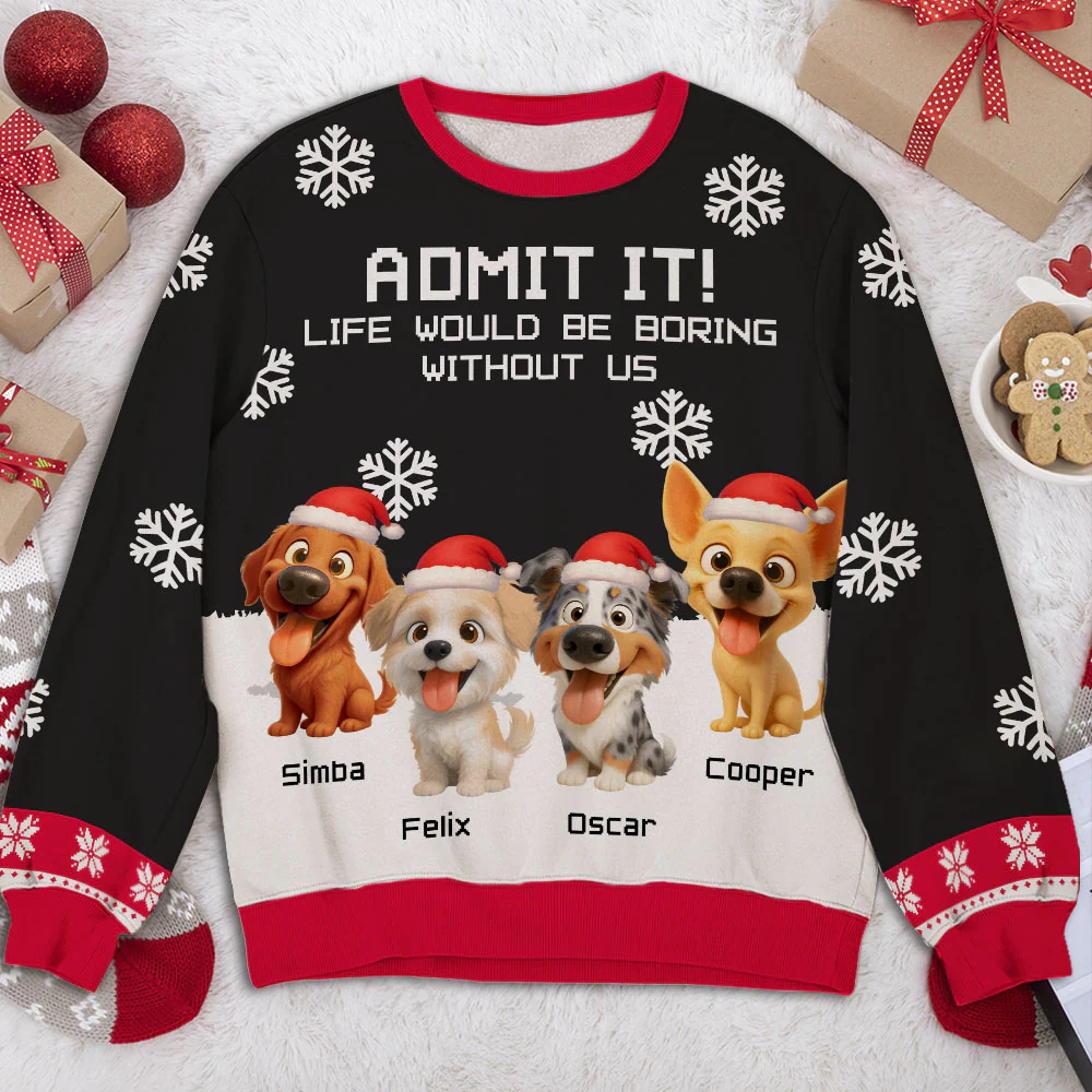 Dog Winter Cartoon - Personalized Custom All-Over-Print Sweatshirt - Image 3