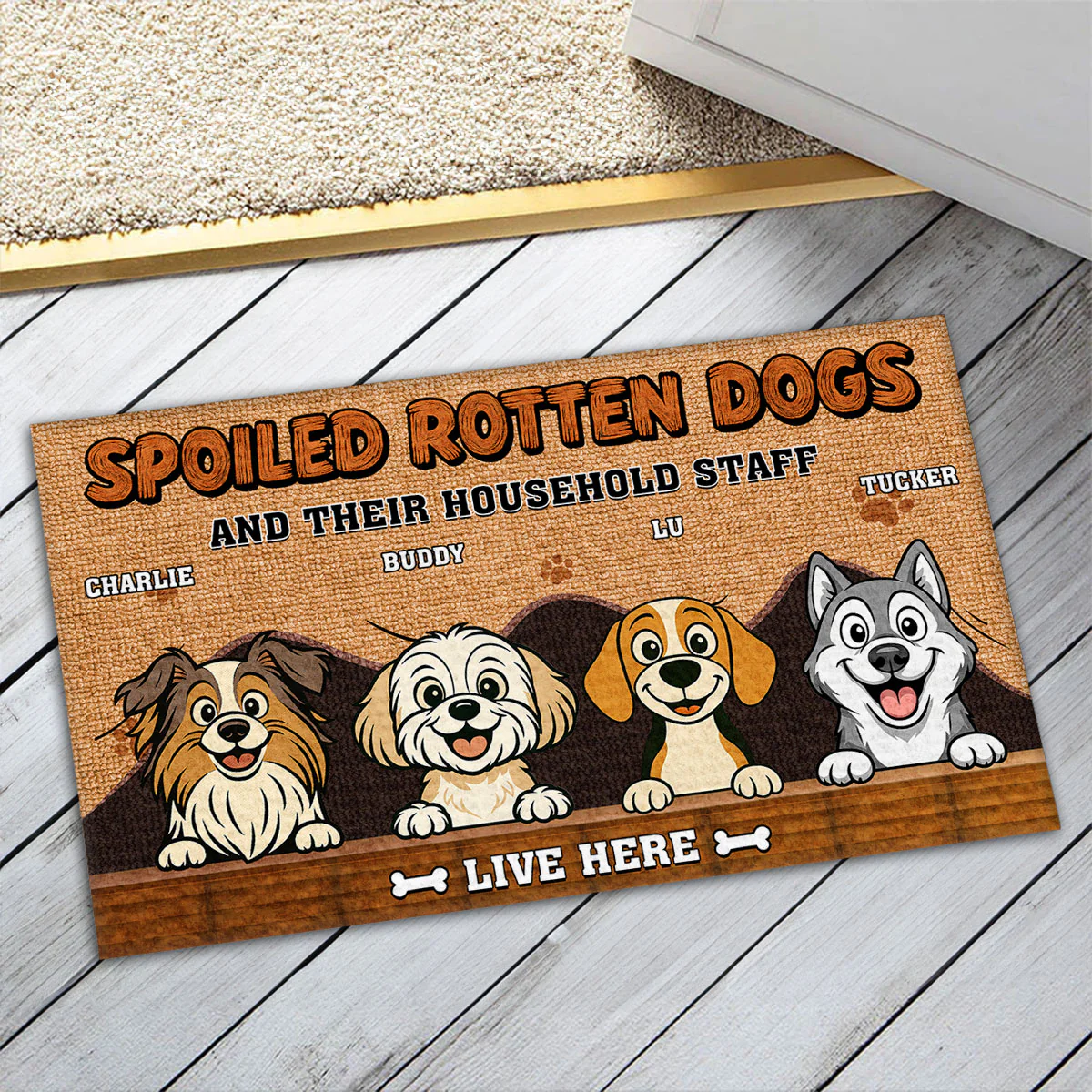 Dogs And Their Staff - Personalized Custom Doormat - Image 4
