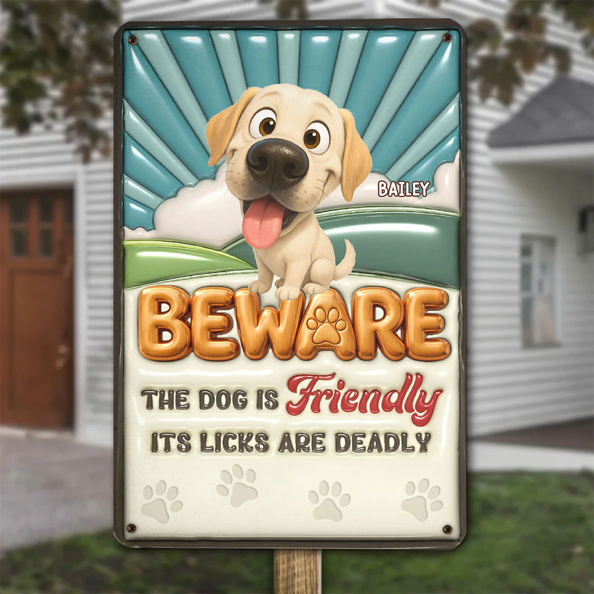 Dogs Can't Hold Their Licks - Personalized Custom 3D Inflated Effect Metal Sign - Image 2