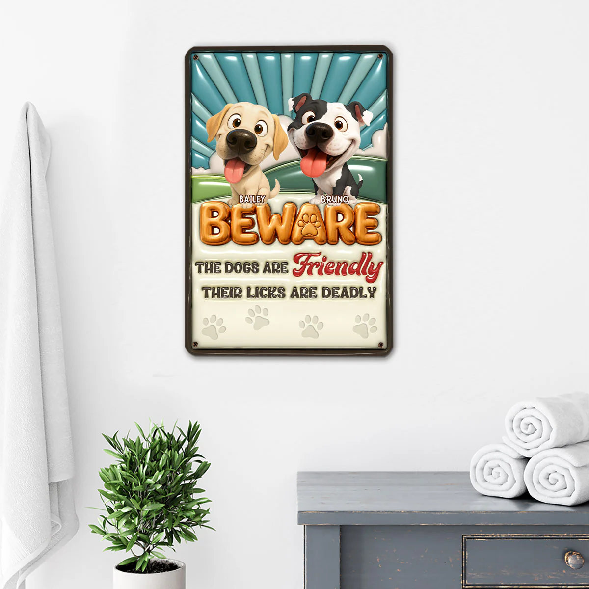 Dogs Can't Hold Their Licks - Personalized Custom 3D Inflated Effect Metal Sign - Image 3