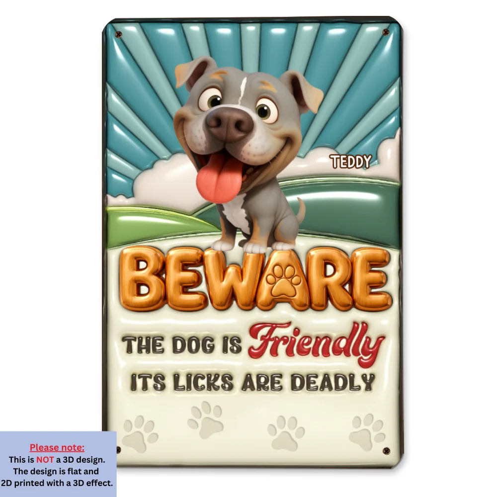 Dogs Can't Hold Their Licks - Personalized Custom 3D Inflated Effect Metal Sign - Image 6