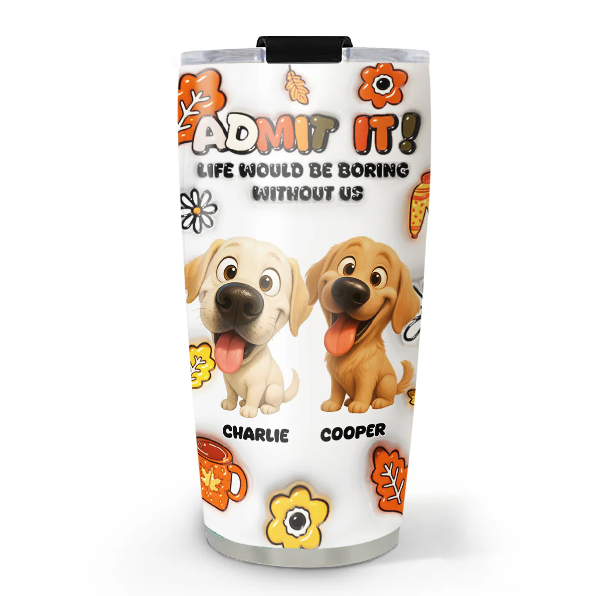Dogs Hello Autumn - Personalized Custom 3D Inflated Effect Tumbler