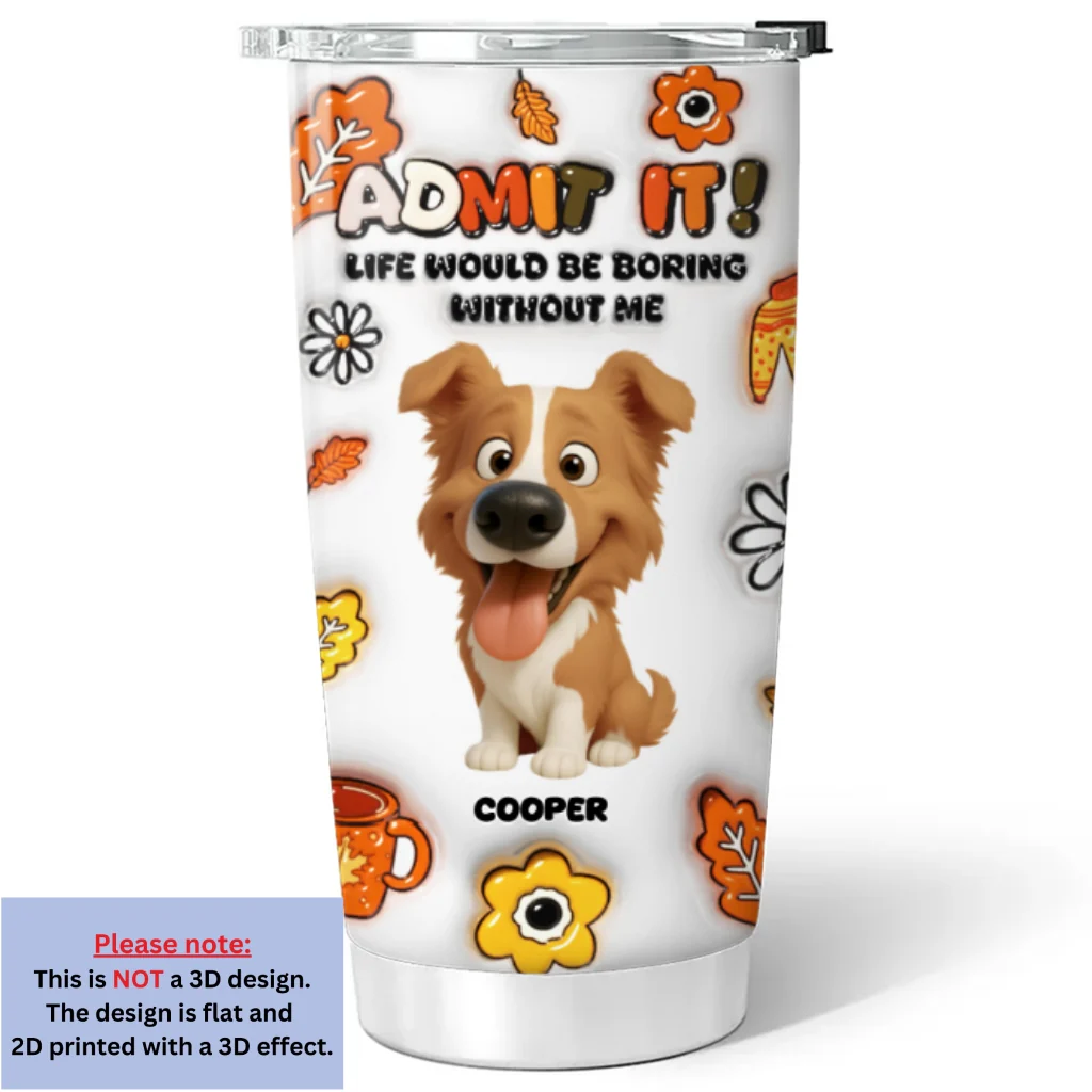 Dogs Hello Autumn - Personalized Custom 3D Inflated Effect Tumbler - Image 6