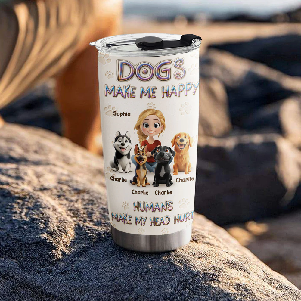 Dogs Make Me Happy - Personalized Custom 3D Effect Tumbler - Image 5