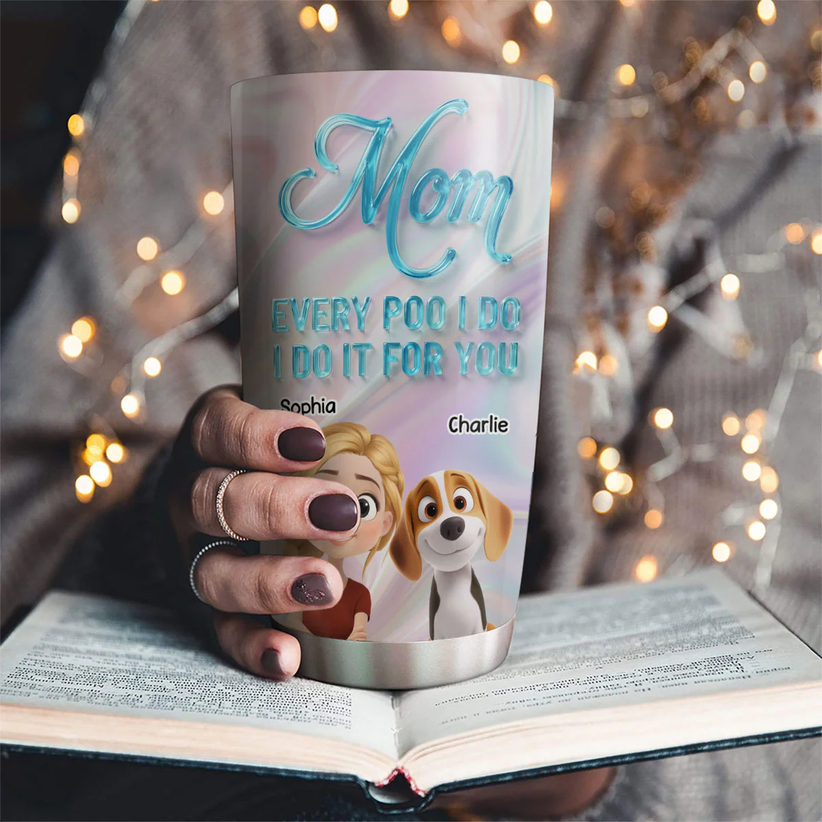 Dogs Make Me Happy - Personalized Custom 3D Effect Tumbler - Image 2