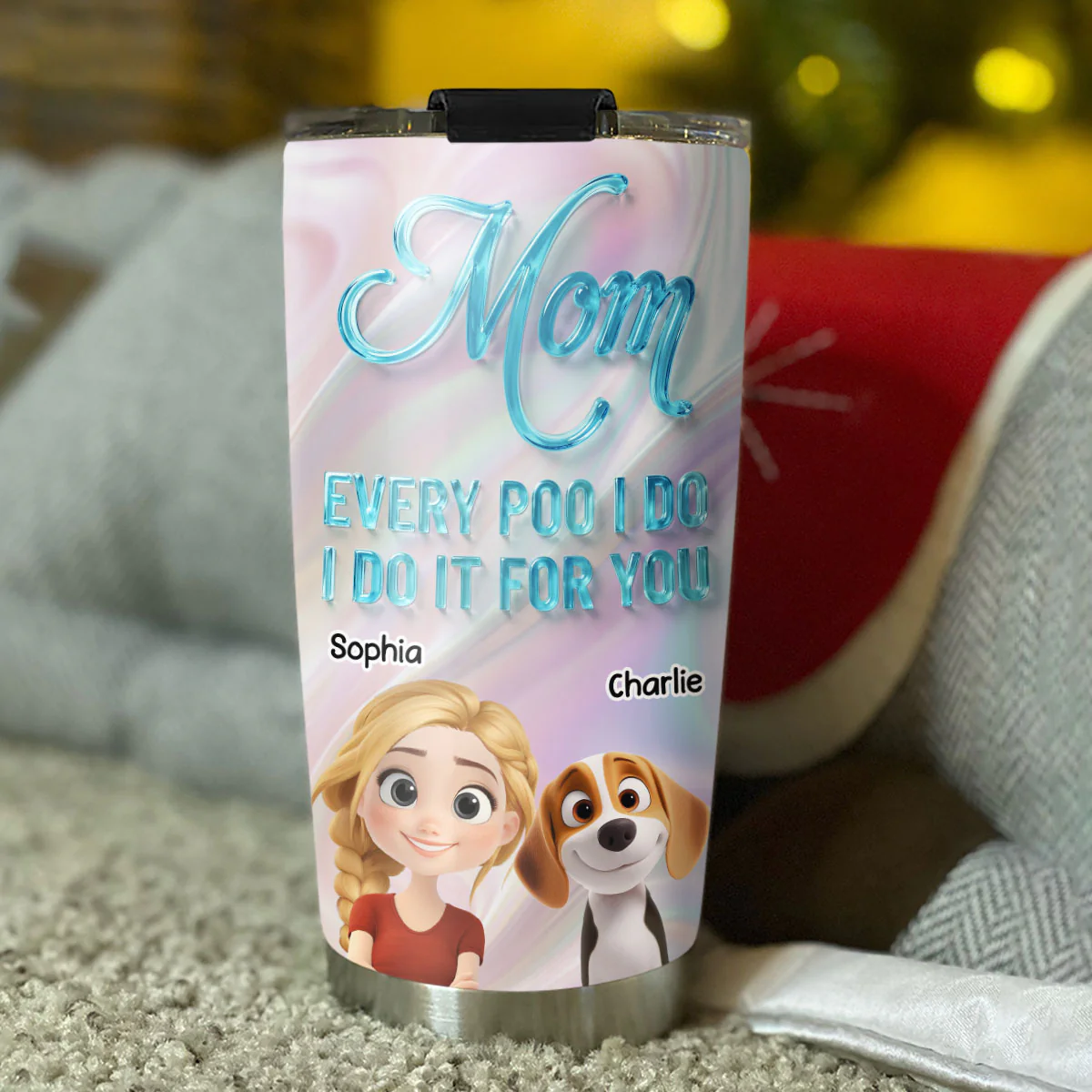 Dogs Make Me Happy - Personalized Custom 3D Effect Tumbler - Image 4