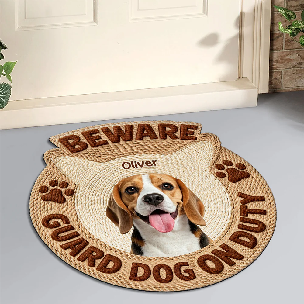 Dogs Security On Duty Photo - Personalized Custom Doormat - Image 2