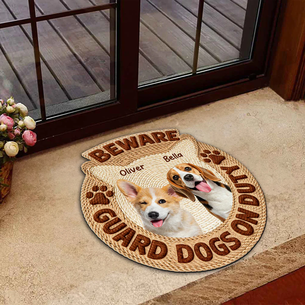 Dogs Security On Duty Photo - Personalized Custom Doormat - Image 3