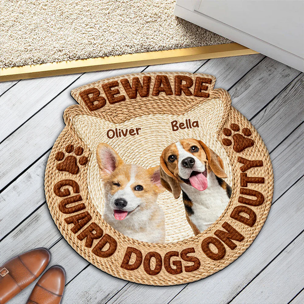 Dogs Security On Duty Photo - Personalized Custom Doormat - Image 4