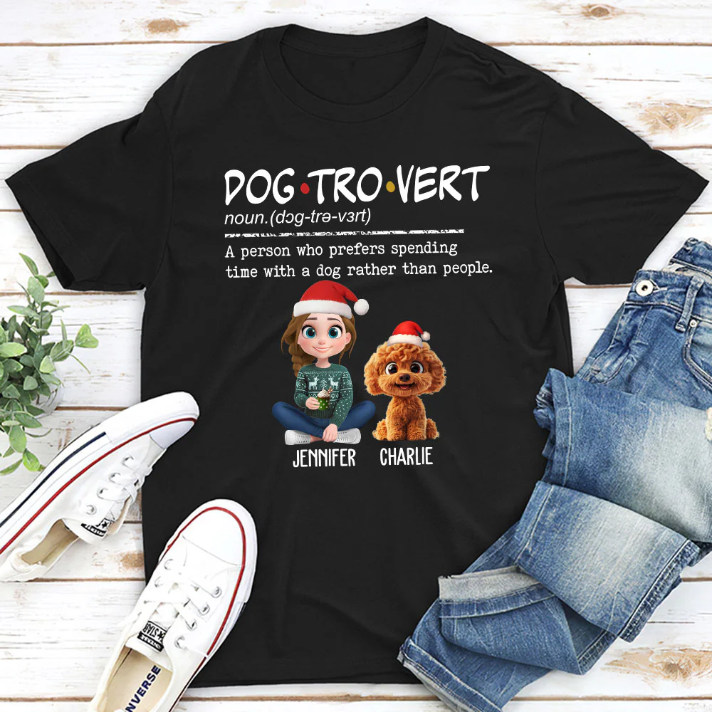 Dogtrovert Vibe Christmas - Personalized Custom Unisex T-Shirt - Image 2