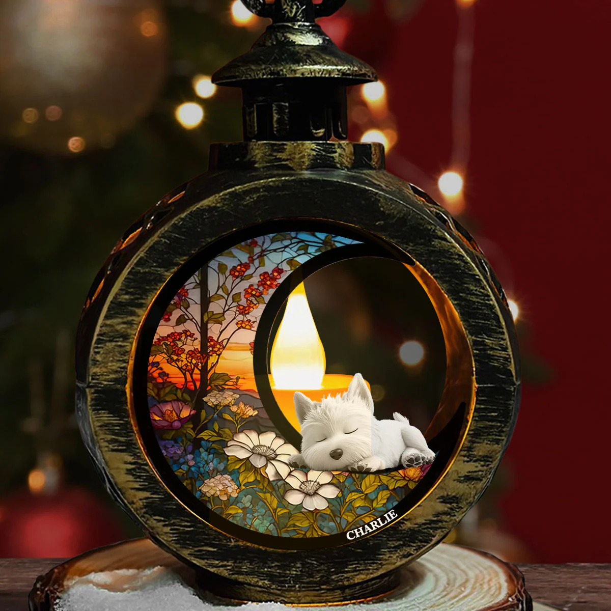 Dreaming Of Treats And Belly Rubs - Personalized Custom Christmas Lantern