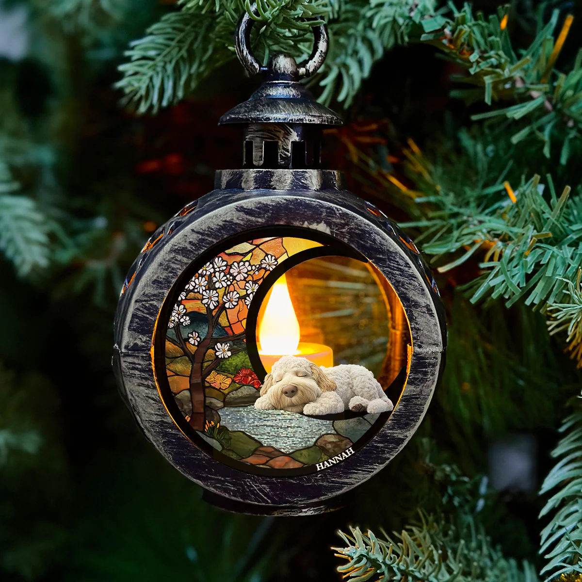 Dreaming Of Treats And Belly Rubs - Personalized Custom Christmas Lantern - Image 2
