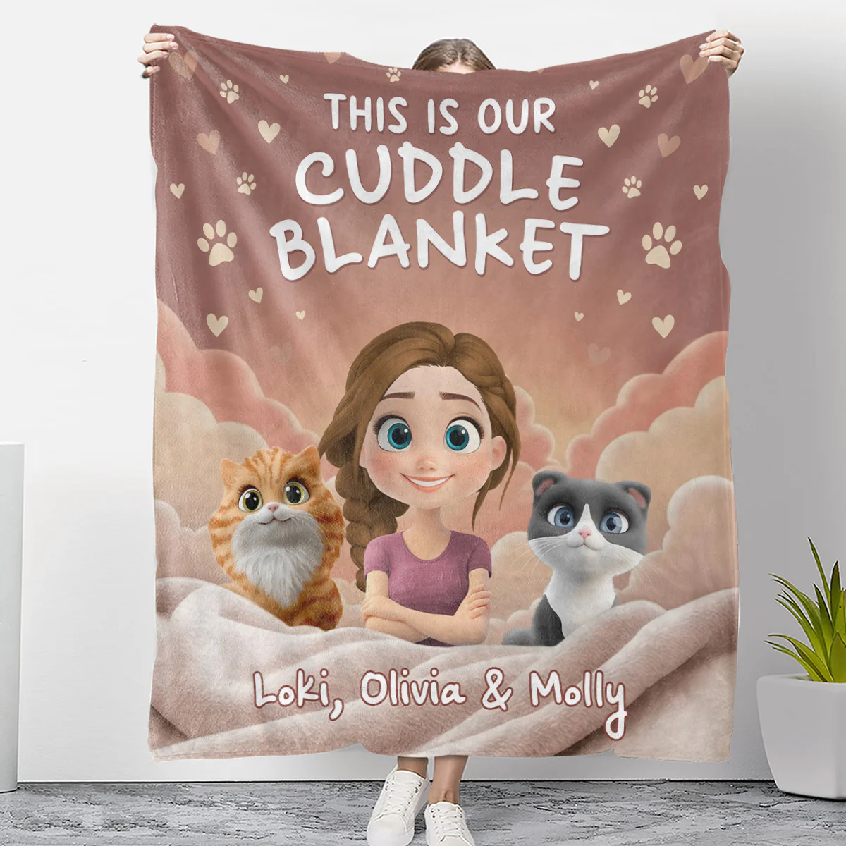 Dreaming With Cats - Personalized Custom Fleece Blanket
