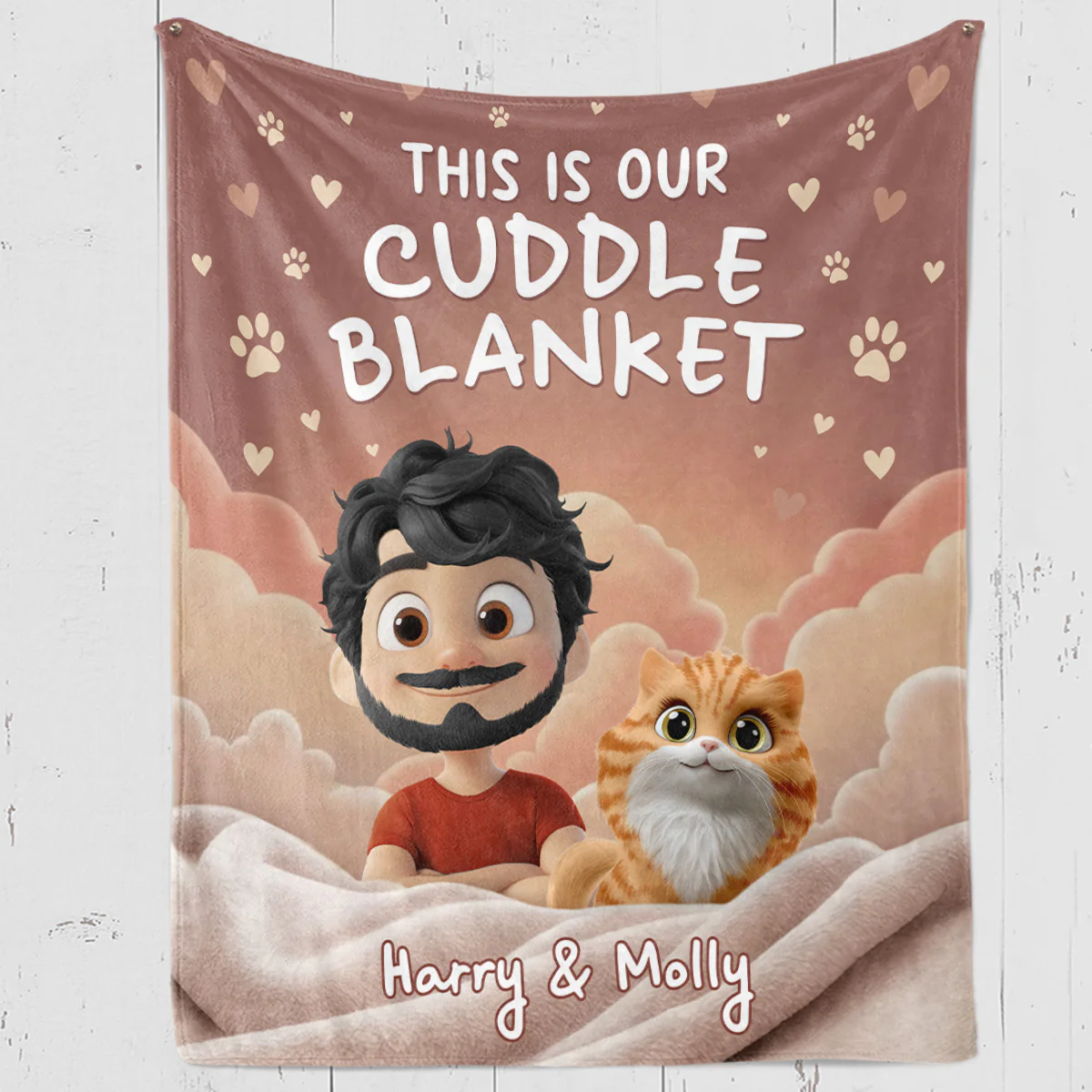 Dreaming With Cats - Personalized Custom Fleece Blanket - Image 4
