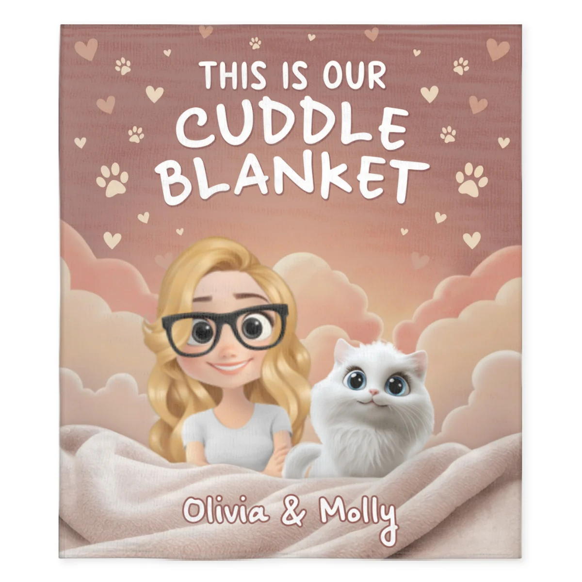Dreaming With Cats - Personalized Custom Fleece Blanket - Image 5