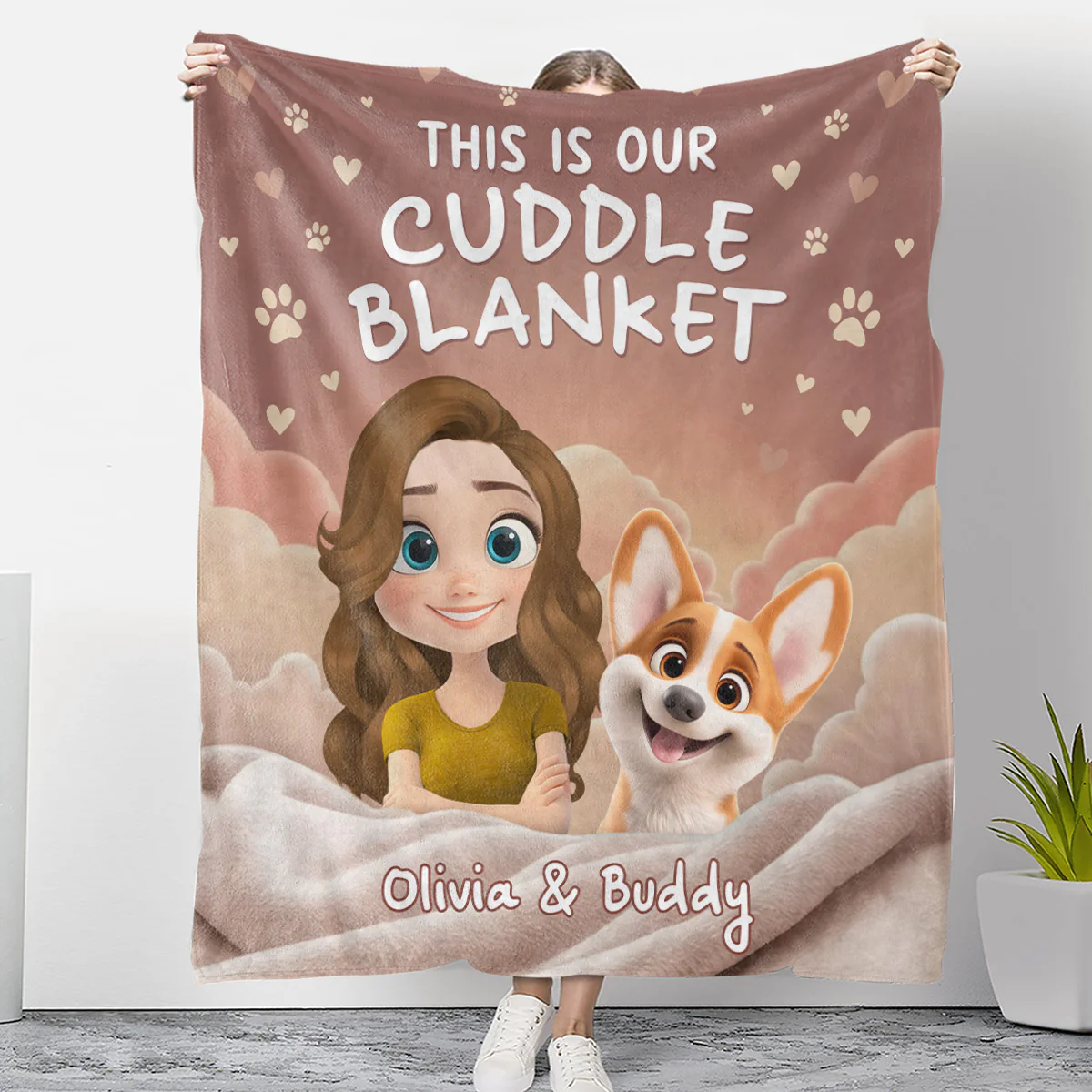 Dreaming With Dogs - Personalized Custom Fleece Blanket