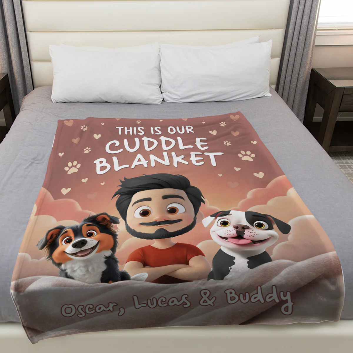 Dreaming With Dogs - Personalized Custom Fleece Blanket - Image 2