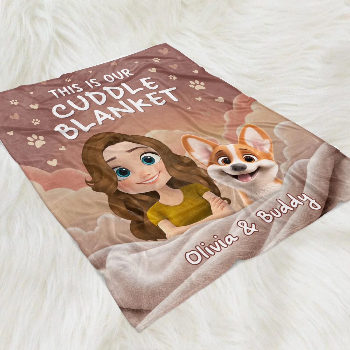 Dreaming With Dogs - Personalized Custom Fleece Blanket - Image 3