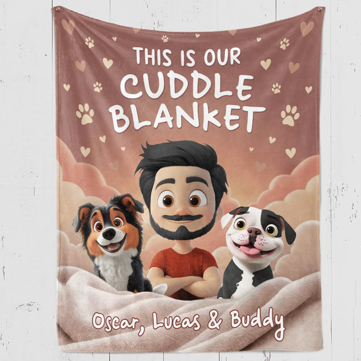 Dreaming With Dogs - Personalized Custom Fleece Blanket - Image 4