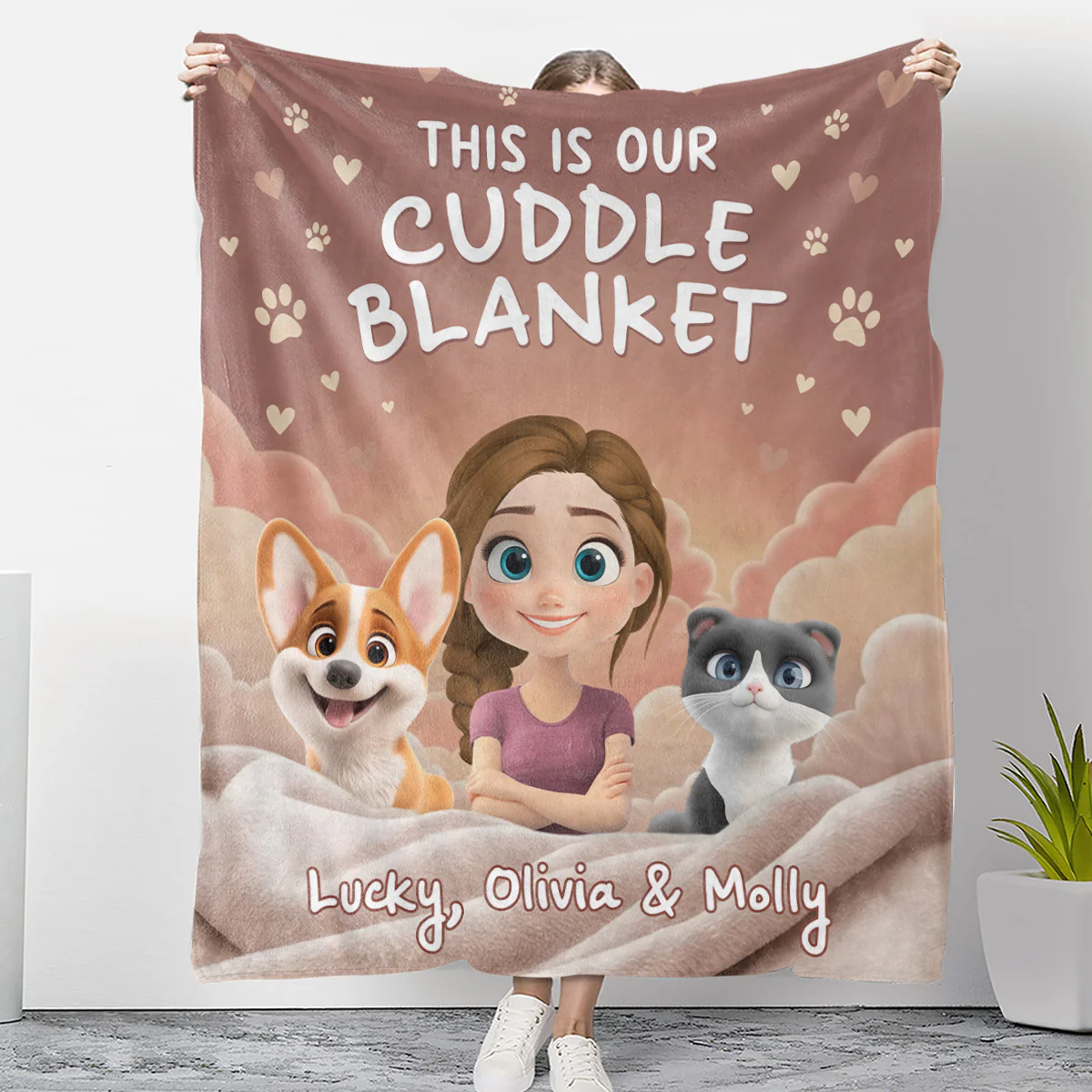 Dreaming With Pets - Personalized Custom Fleece Blanket