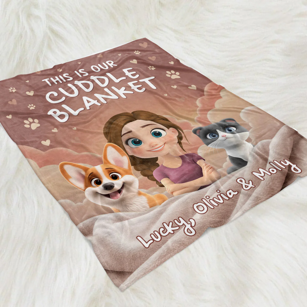 Dreaming With Pets - Personalized Custom Fleece Blanket - Image 3